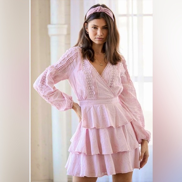 Lulus be my forever love light pink cottagecore tiered coquette dress NWT MD - Picture 1 of 16